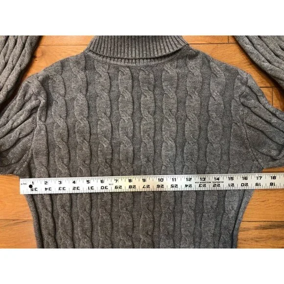Coofandy Men's Slim Fit Turtleneck Twisted Knit Pullover Gray Sweater Size L - Picture 3 of 6